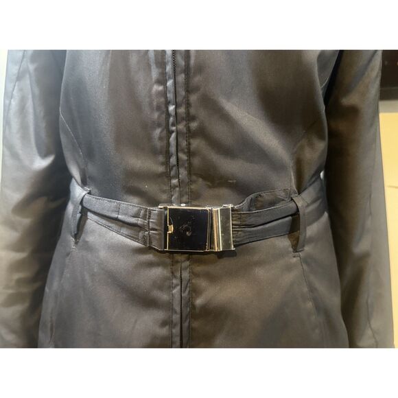 Rossignol 1907 Belted Insulated Ski Coat Black Faux Fur Removable Collar Small - Picture 3 of 13